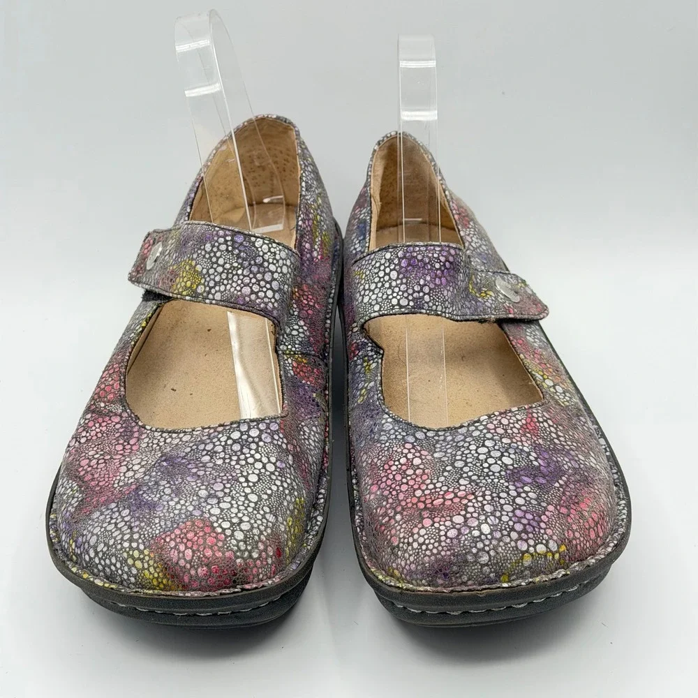 Alegria Paloma Mary Jane Womens 9 EU 39 Metallic Rainbow Button Comfort Walking